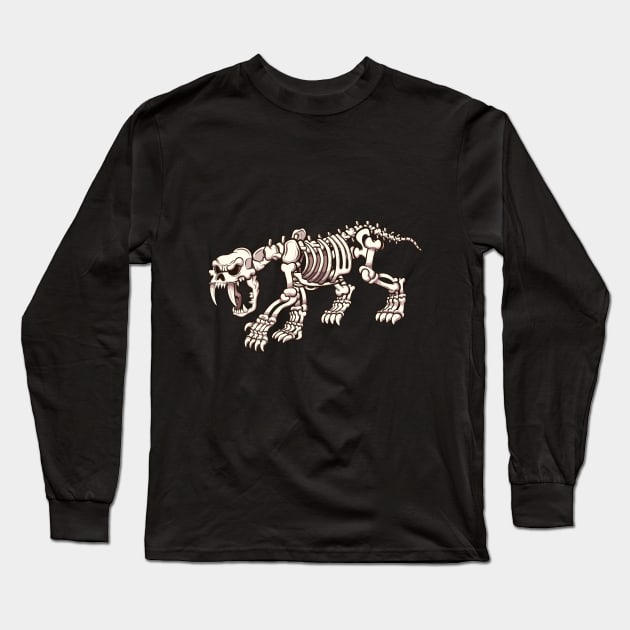 Sabertooth Skeleton Long Sleeve T-Shirt by TheMaskedTooner